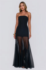 Dewkissed Bloom Strapless Maxi Dress Black