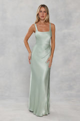 The Evelina Satin Maxi Dress Sage Green