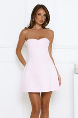 Polished And Pretty Satin Strapless Mini Dress Pink