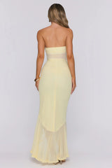 Spark Soirée Strapless Mesh Maxi Dress Yellow