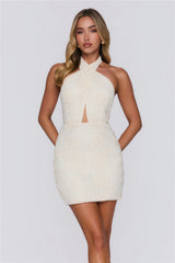 Salty Glow Halter Mini Dress Ivory