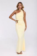 Pretty Whisper Halter Mesh Maxi Dress Yellow