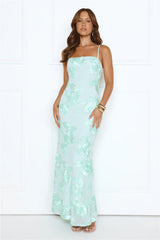 Glimmers Of Gold Mesh Maxi Dress Mint