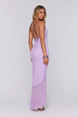 Dream Petal Path Mesh Maxi Dress Lilac