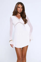 Flash Flair Long Sleeve Mini Dress White