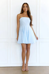 Sweetheart Strapless Textured Mini Dress Blue