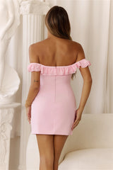 Spicy Charm Off Shoulder Mini Dress Pink