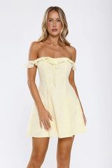Icon Vibe Off Shoulder Mini Dress Yellow