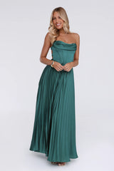 Starlit Kiss Satin Maxi Dress Green