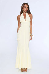 Vibe Dazzle Halter Maxi Dress Yellow