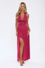 Stay Iconic Always Mesh Halter Maxi Dress Pink