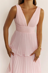 Sweet Romance Pleated Maxi Dress Pink