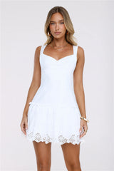 Glow Hour Embroidered Mini Dress White