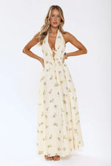 Sweet Reverie Halter Maxi Dress Yellow