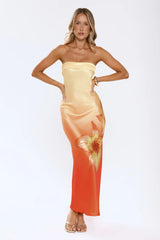 Blazing Glow Strapless Maxi Dress Yellow