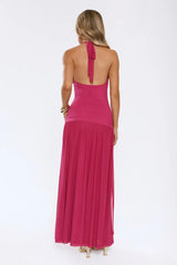 Stay Iconic Always Mesh Halter Maxi Dress Pink