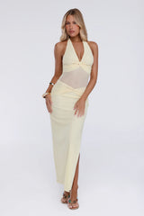 After Dark Affair Halter Maxi Dress Yellow