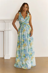 She’s The Edit Frill Lace Up Maxi Dress Multi