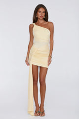 Dress Up Energy One Shoulder Mini Dress Yellow