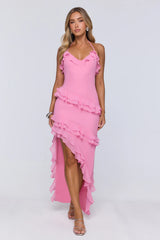 Blossom Secret Halter Maxi Dress Pink