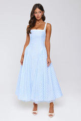 Vintage Vows Gingham Maxi Dress Blue