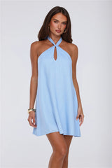 Kiss Energy Halter Mini Dress Blue