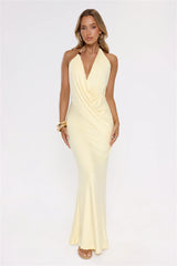 Catch Me Glowing Halter Maxi Dress Yellow