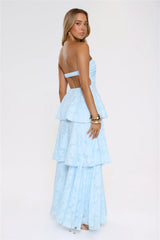 Frost Flare Strapless Maxi Dress Blue