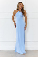 Gleam Dream Satin Maxi Dress Blue
