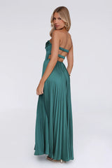 Starlit Kiss Satin Maxi Dress Green