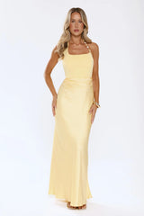The Dress Effect Satin Halter Maxi Dress Yellow