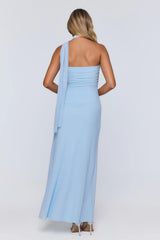 Evening Allure Mesh Strapless Maxi Dress Blue