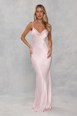 The Flora Satin Maxi Dress Light Pink