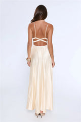 Elegance Found Pleated Maxi Dress Yellow