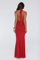 Chic Spark Halter Maxi Dress Red