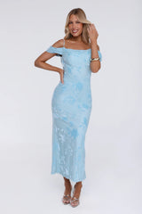 Chic Dream Off Shoulder Maxi Dress Blue