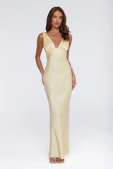 Polished Affair Satin Maxi Dress Butter