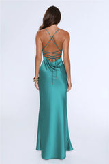 Evening Energy Satin Maxi Dress Green