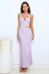 Celeste Shine Mesh Maxi Dress Lilac