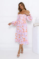 Floral Dream Puff Sleeve Midi Dress Multi