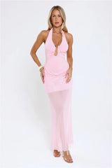 Luxe Legacy Halter Maxi Dress Pink