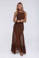 Sweet Gleam Maxi Dress Brown