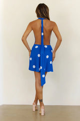 Low Effort Luxe Polka Dot Mini Dress Blue