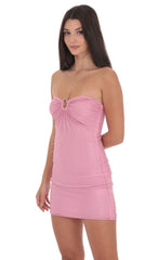 Strapless Rhinestone Embellished Dress in Pink