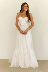 First Kiss Feeling Strapless Maxi Dress Cream