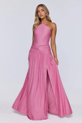 Spark Of Sophistication Halter Maxi Dress Pink