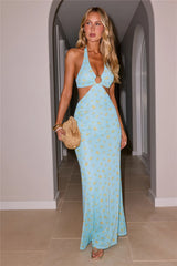 Garden Girly Halter Maxi Dress Ditsy Floral