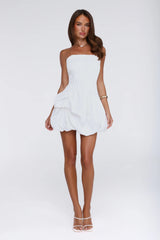 Untamed Paradise Strapless Bubble Mini Dress White