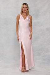 The Loretta Cowl Satin Maxi Dress Pink