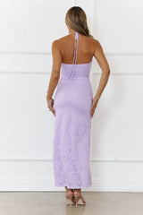Glow Up Moment Mesh Halter Maxi Dress Lilac
